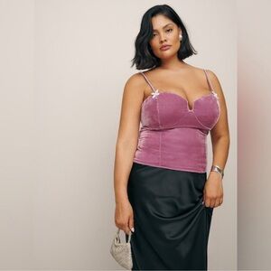 NWT REFORMATION DESIREE VELVET RHINESTONE TOP SIZE 20